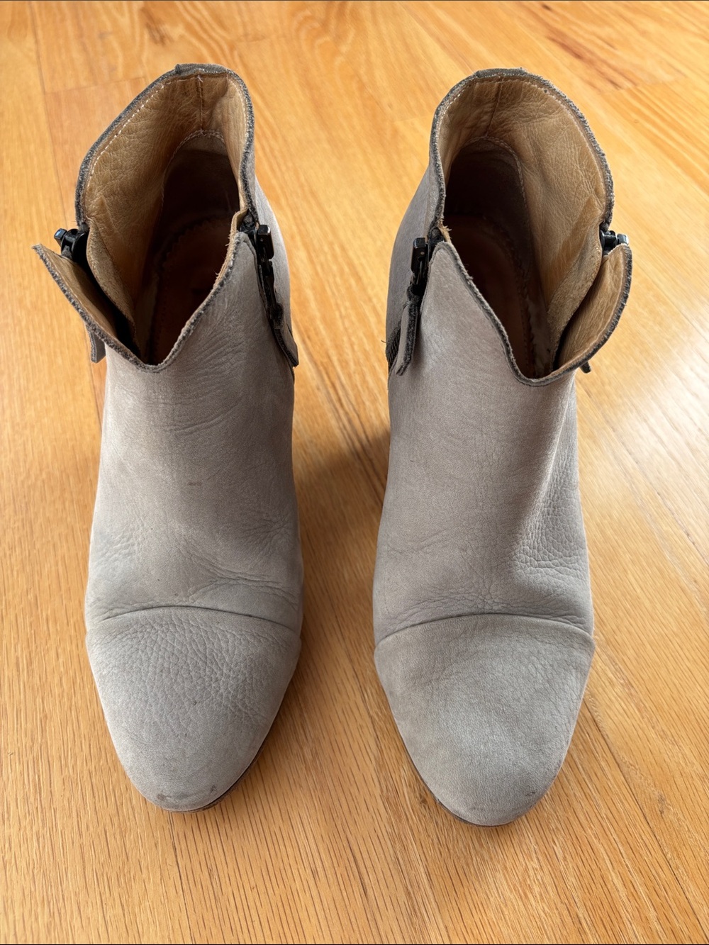 rag & bone Light Gray Suede Ankle Booties with Side Zip
